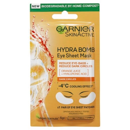 Picture of Garnier Hydra Bomb Hyaluronic Acid + Orange Extract Eye Sheet Mask  6g