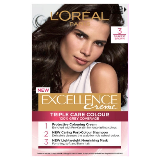 Picture of L'Oréal Paris Excellence Creme Hair Colour, 3 Darkest Brown
