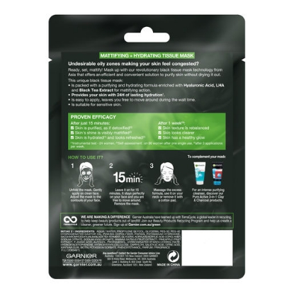 Picture of Garnier Pure Charcoal Tissue Face Mask Black Tea